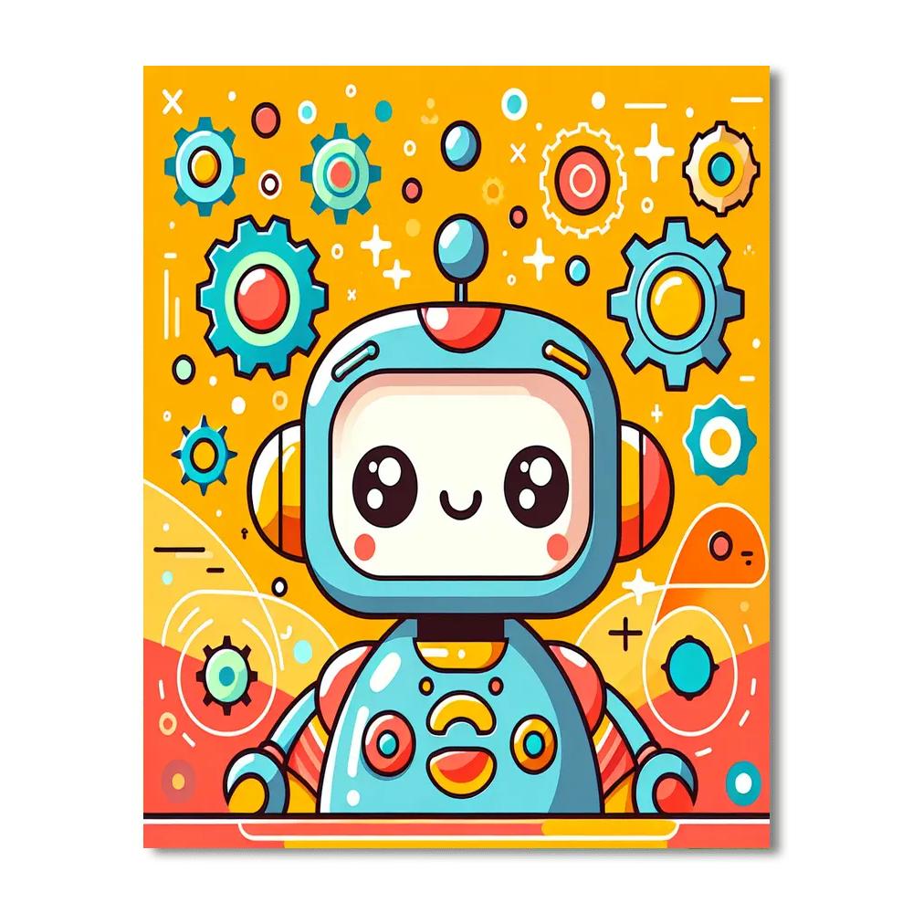 Cute Robot Numbered Painting Kits