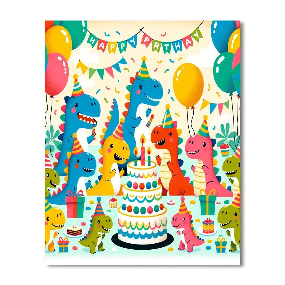 Delightful Dinosaur Party Number Painting