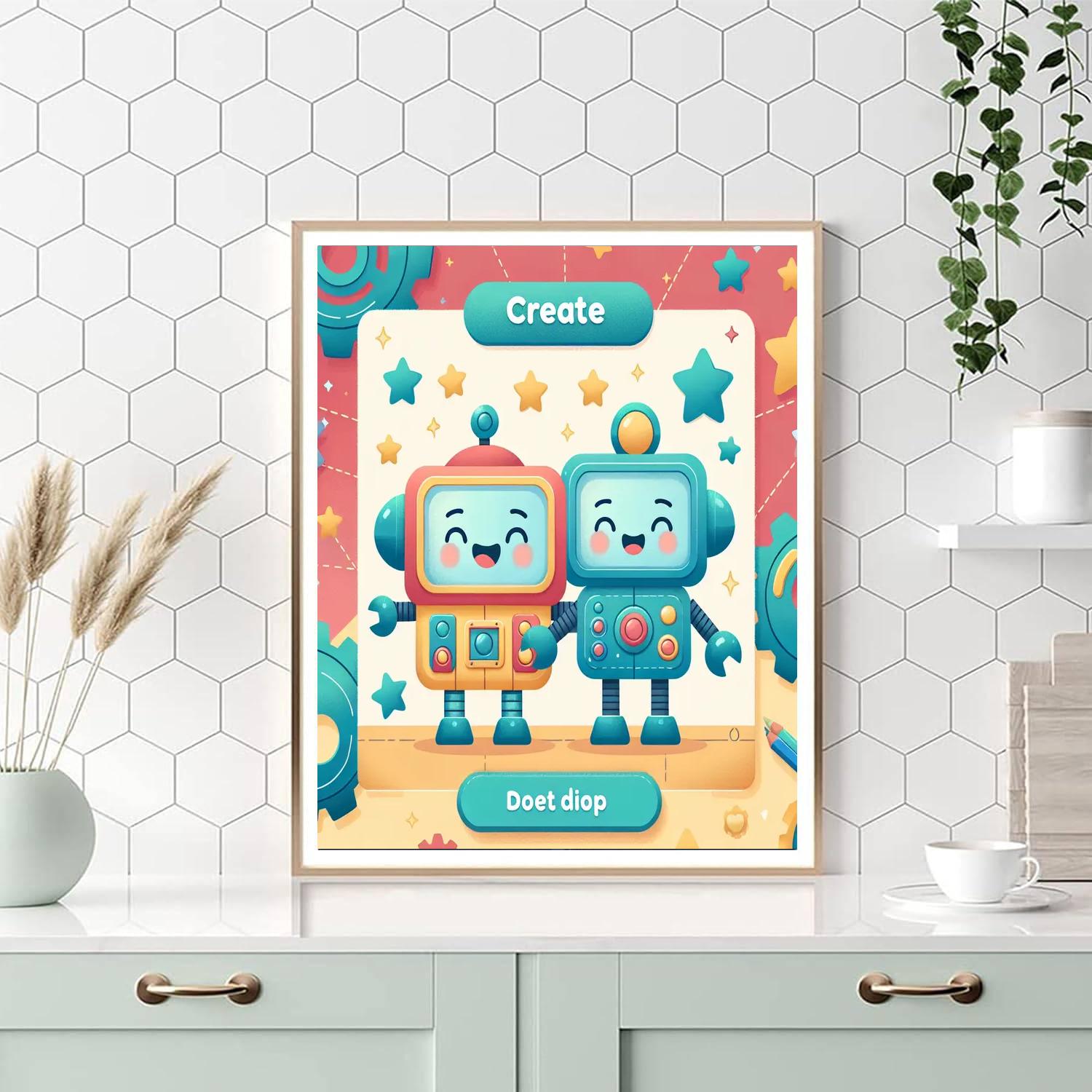 Friendly Robot Pals Painting By Numbers Kit