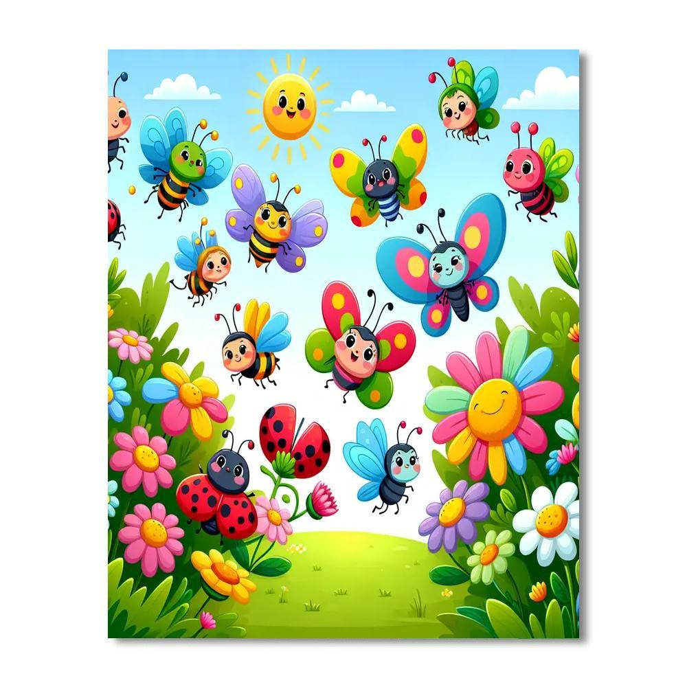 Colorful Critters In The Garden Paint By Number