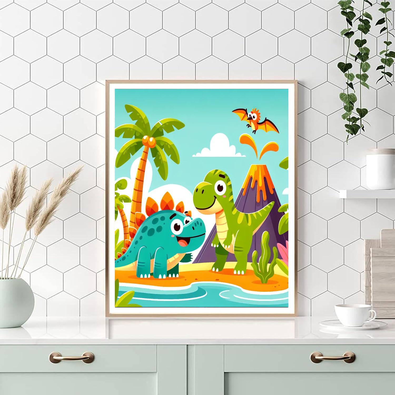Dinosaur Island Paint By Numbers Art