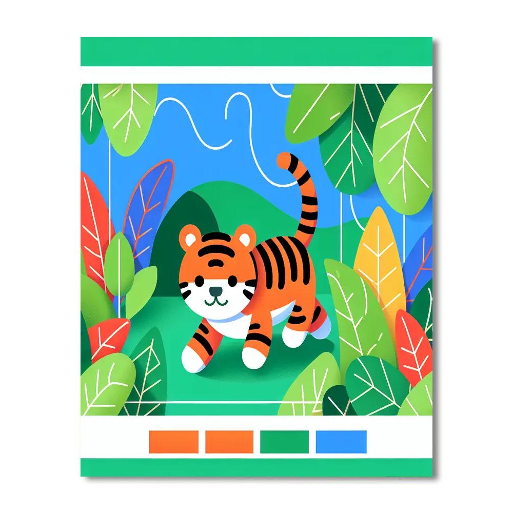 Tiger's Tropical Tangle Paint By Numbers