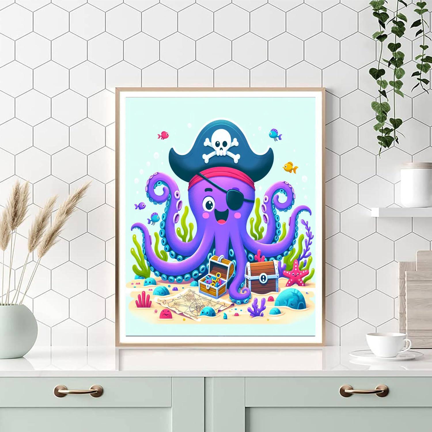 Silly Pirate Octopus DIY Paint By Numbers