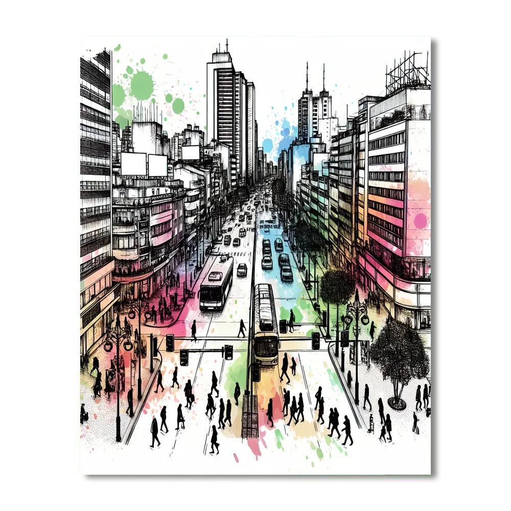 Dynamic Urban Sketch Painting Number Kit