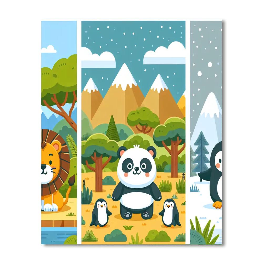 Cute Animal Kingdom Painting By Numbers Kit
