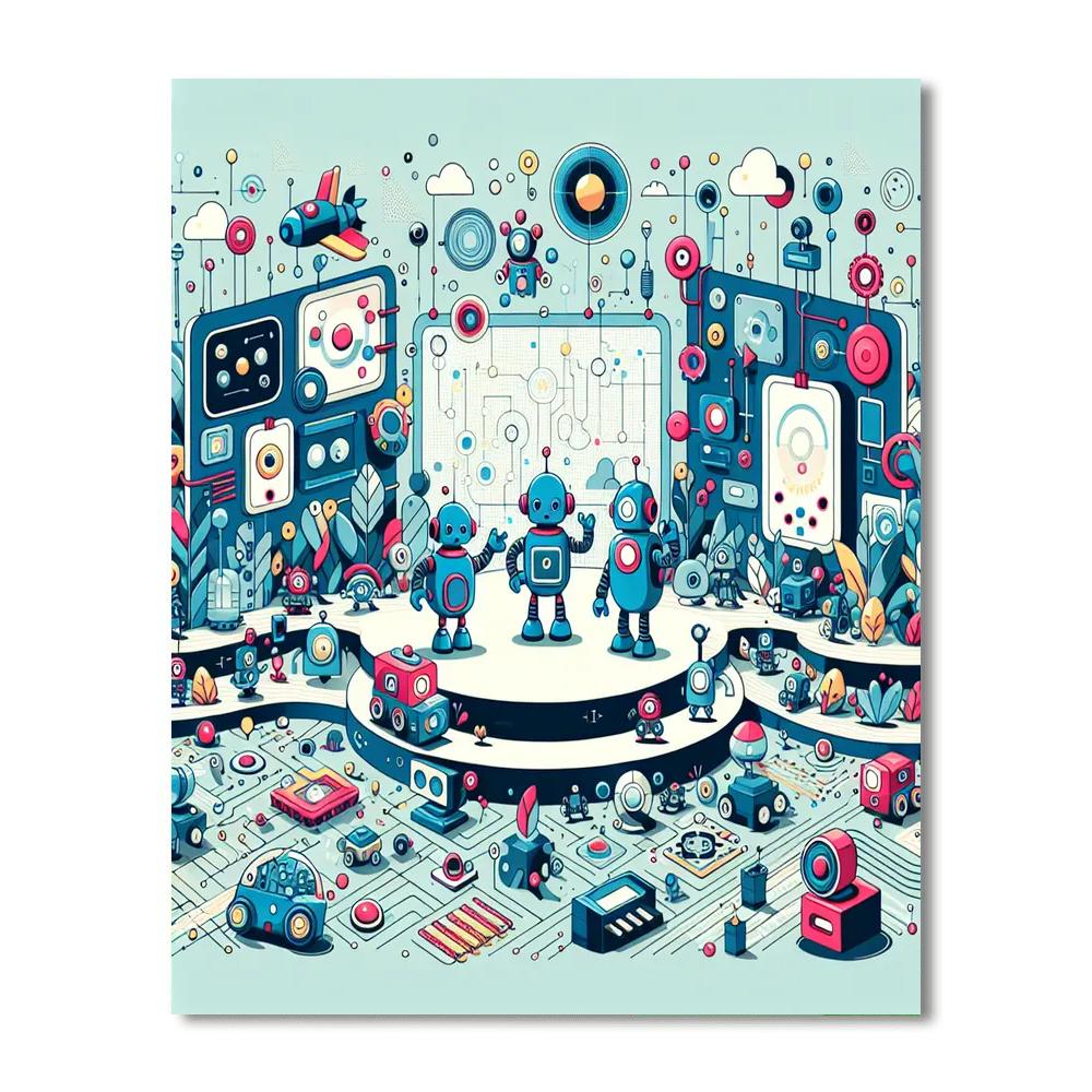 Robotic Realm Rovers Paint By Numbers Art