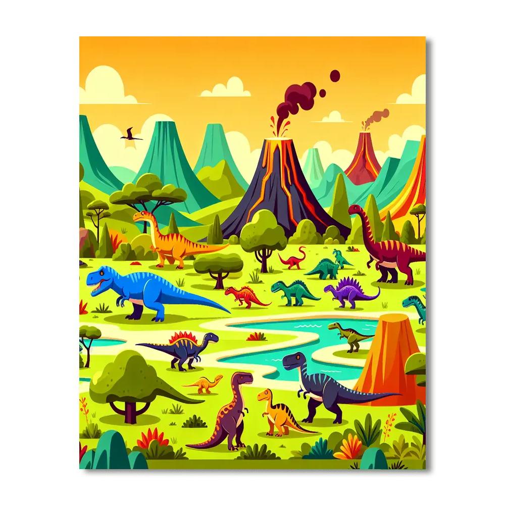Dinosaur Time Travelers DIY Paint By Numbers