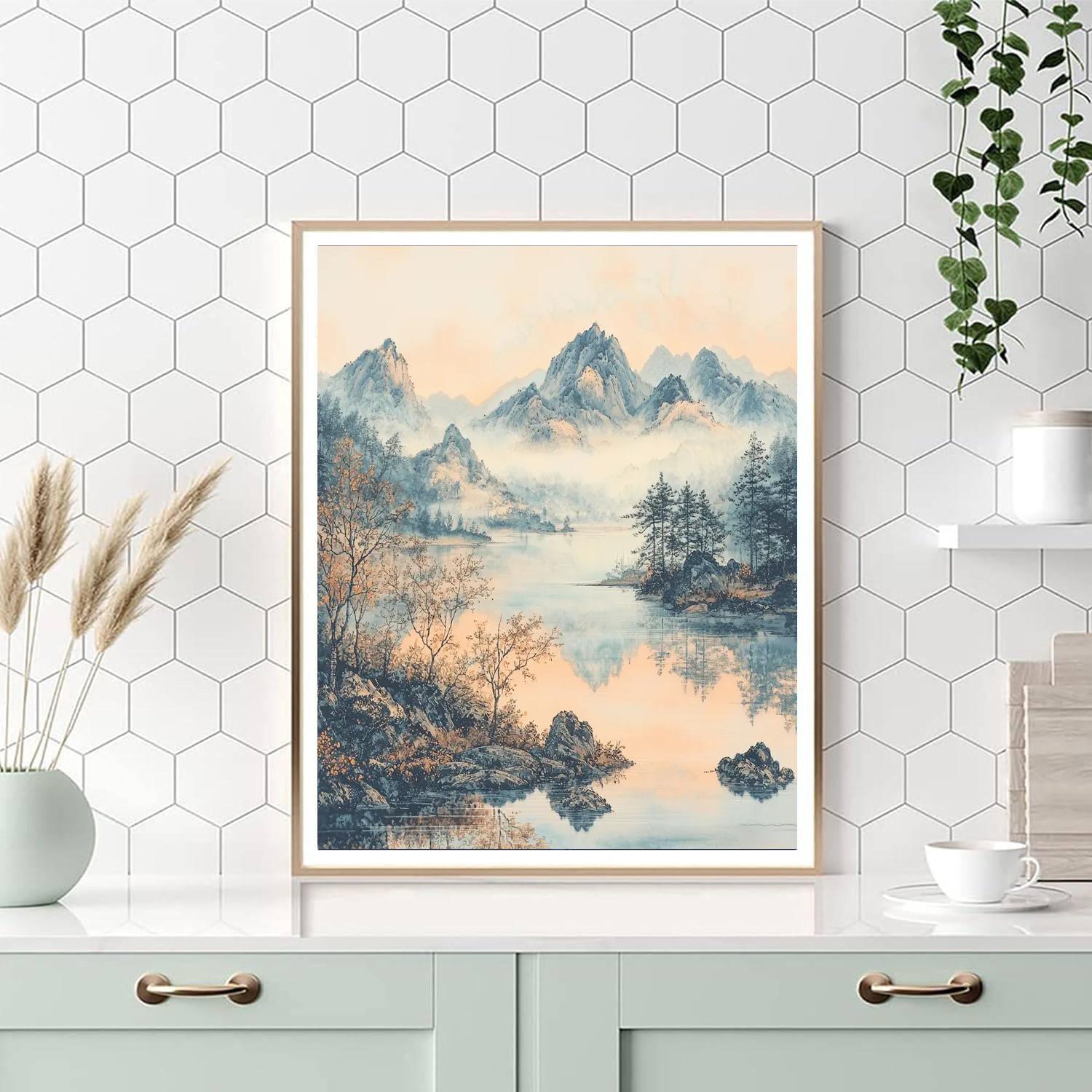 Zhao Mengfu Inspired Mystical Horizon  Numbered Painting Kits