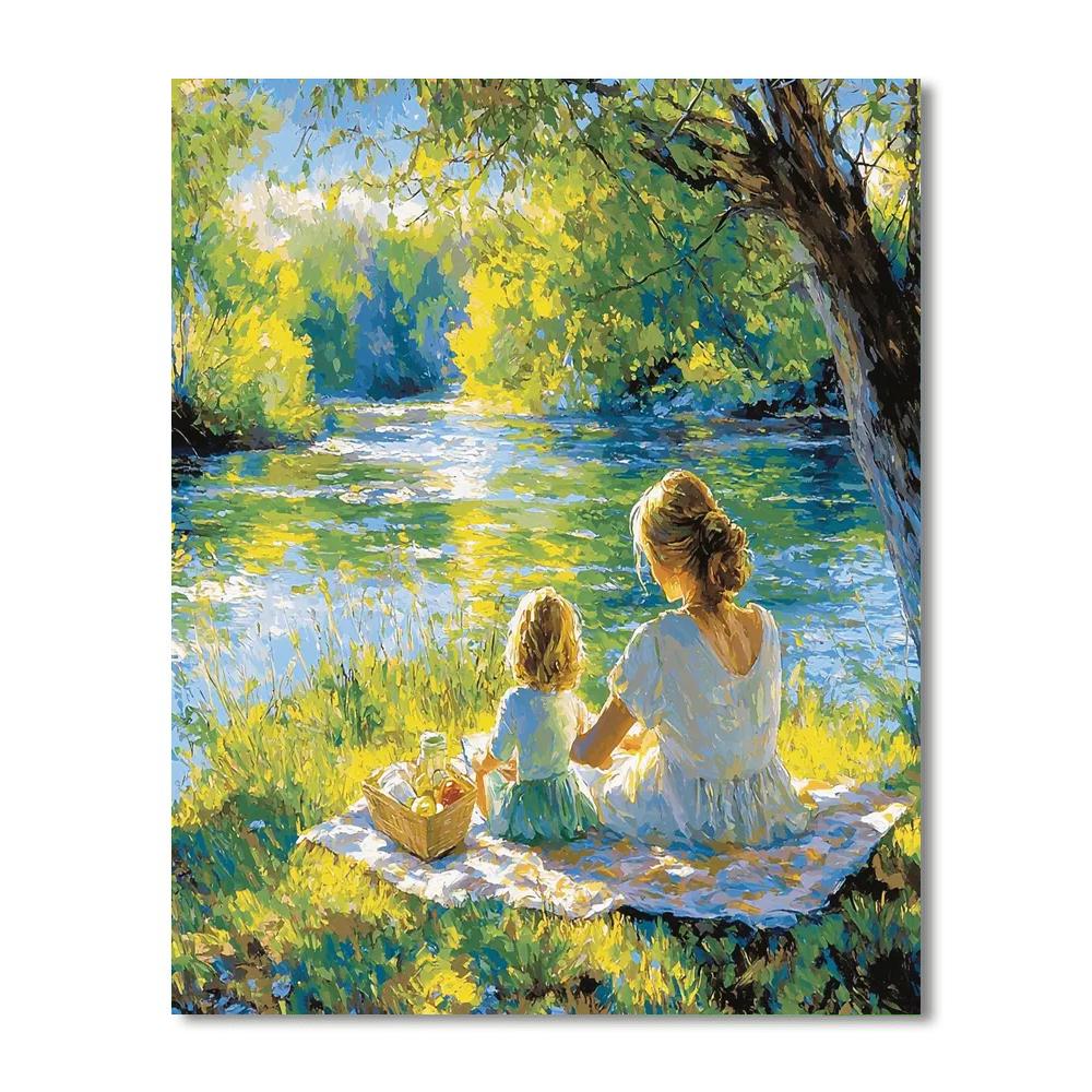 Picnic By The Riverbank Painting Number Kit