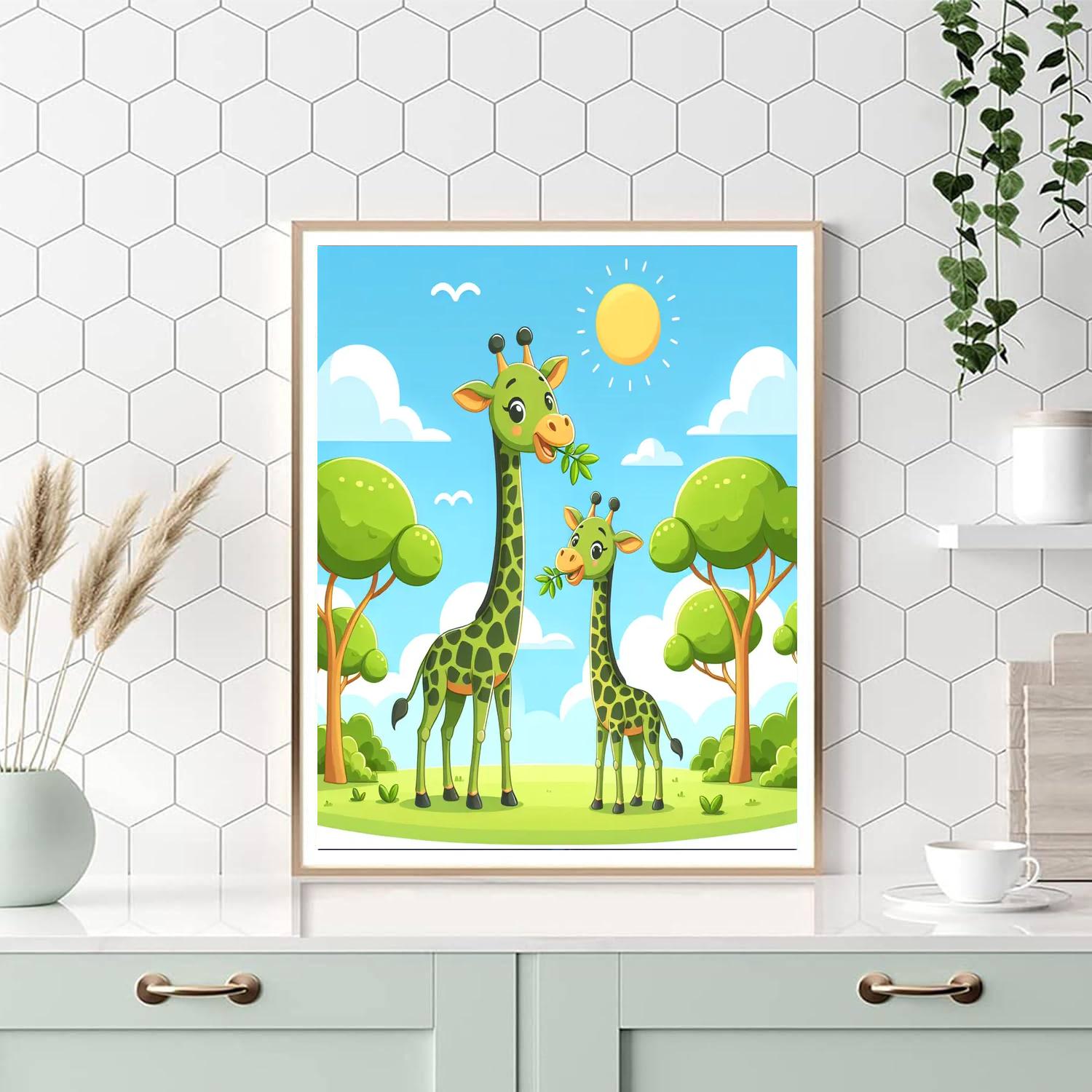 Whimsical Giraffes Paint By Numbers Art