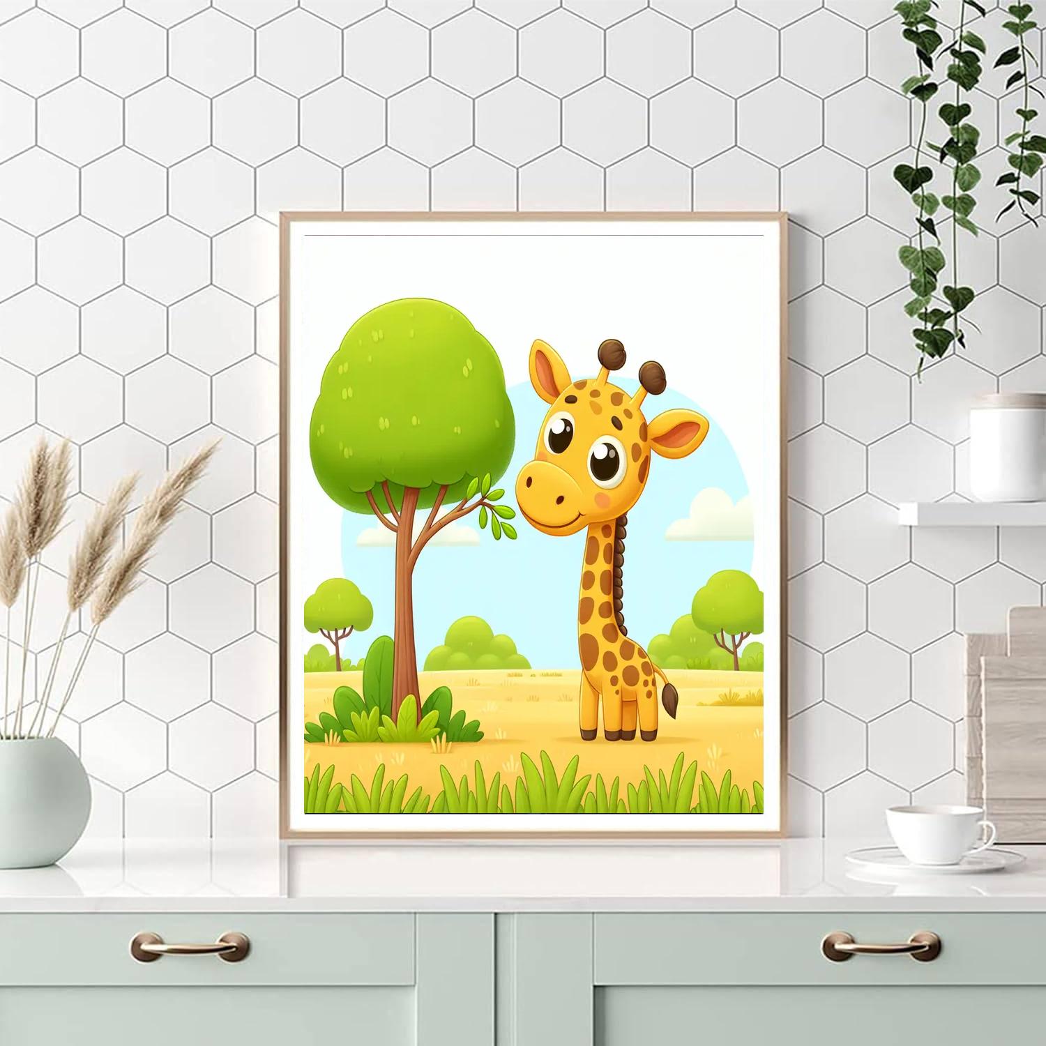 Grinning Giraffe Number Painting