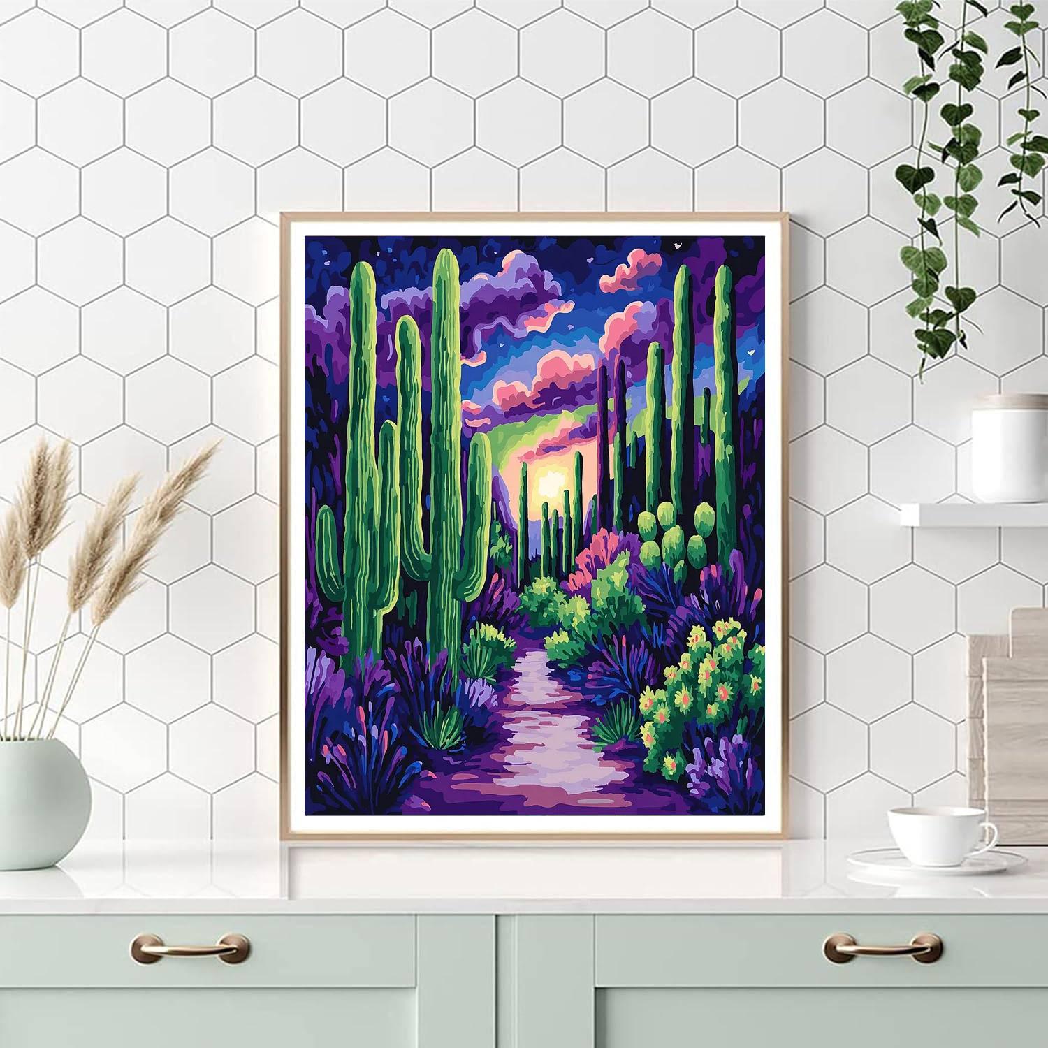 Frida Kahlo Inspired Twilight Serenade Of The Cactus  Numbered Painting Kits