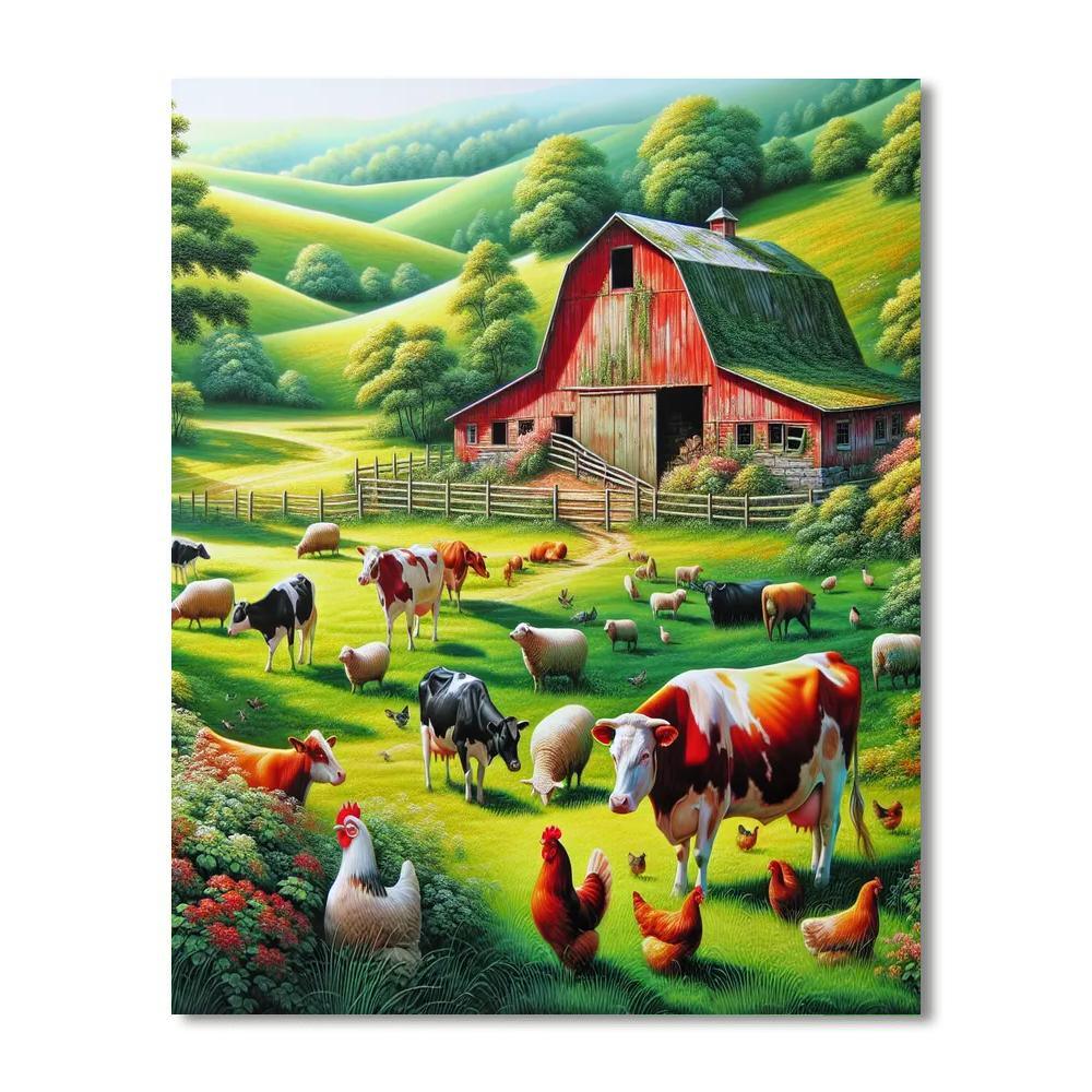 Charming Summer Farm Painting Number Kit