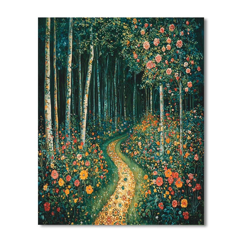 Klimt Inspired Vibrant Forest Path  Paint By Number