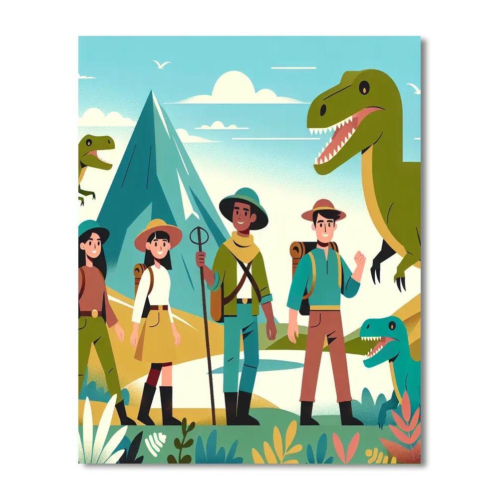 Explorers In Dinosaur Valley Painting By Numbers Kit