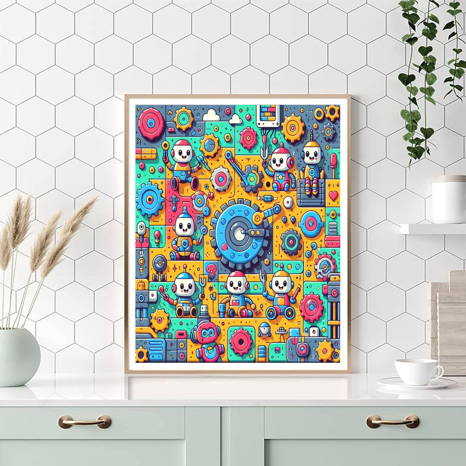 Robotic Friends Painting Number Kit