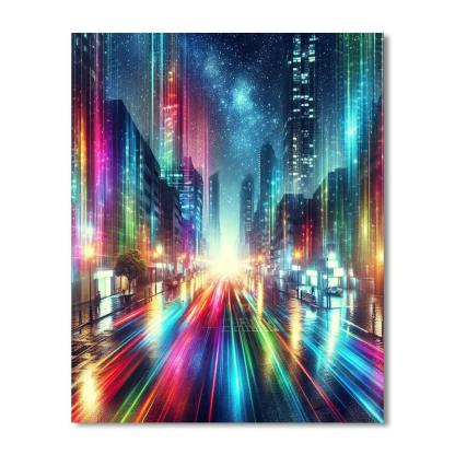 Vibrant City Nightlights Number Painting