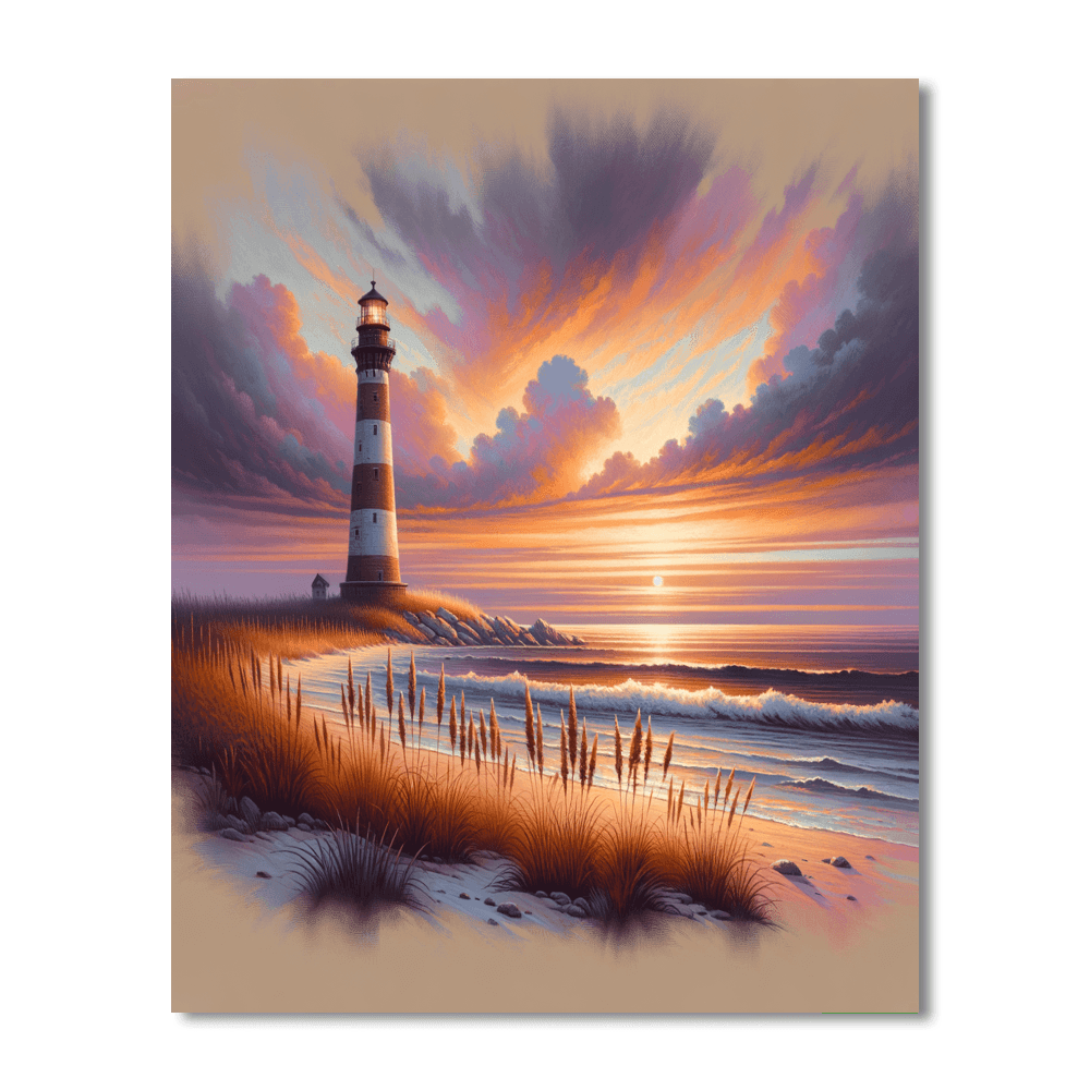 Majestic Lighthouse At Dusk Paint By Numbers Art