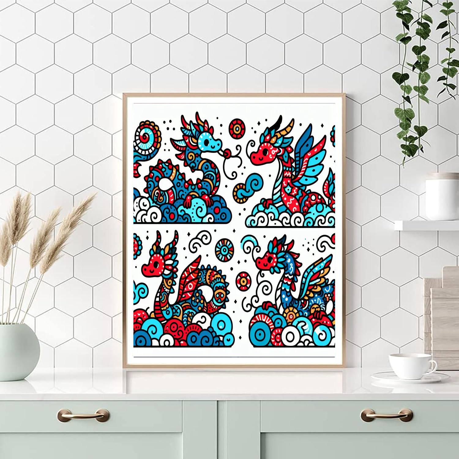 Doodle Dragons Paint By Numbers Art