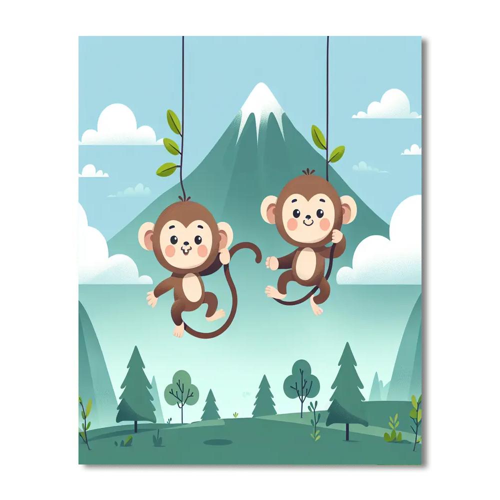 Magical Mountain Monkeys Painting Number Kit