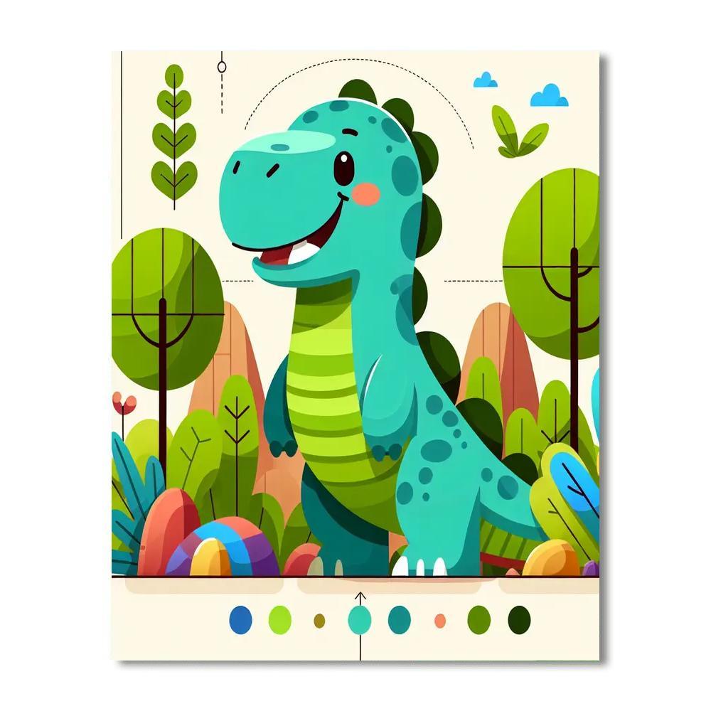 Cheerful Dinosaur Number Painting