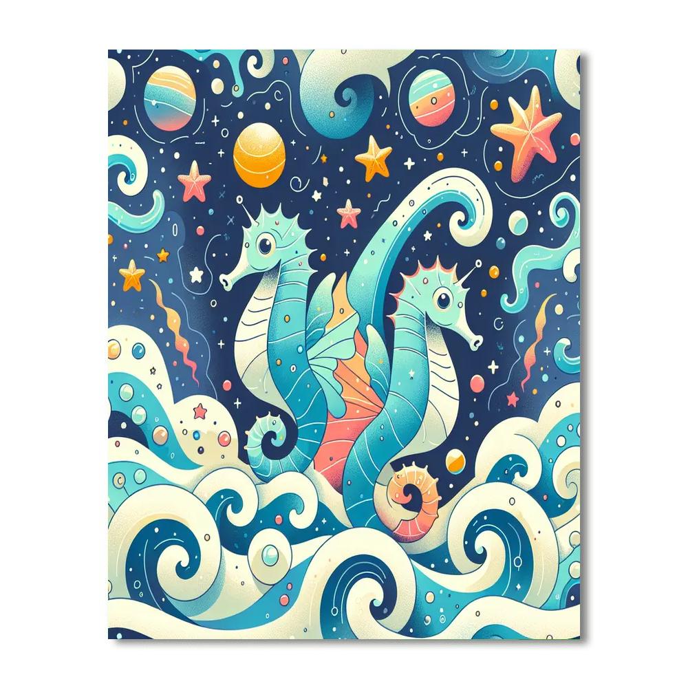 Celestial Seahorse Symphony Numbered Painting Kits