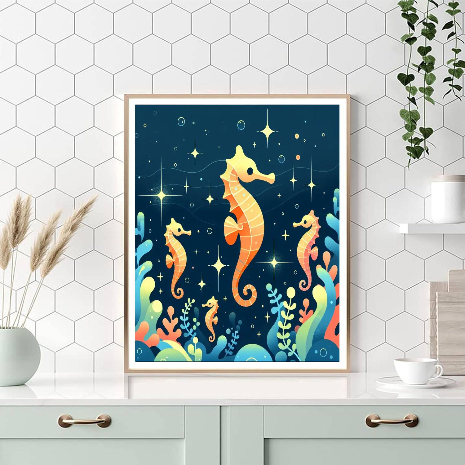 Starry Night Seahorse Numbered Painting Kits