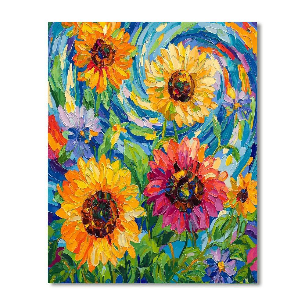 Van Gogh Inspired Lively Floral Composition  Painting By Numbers Kit