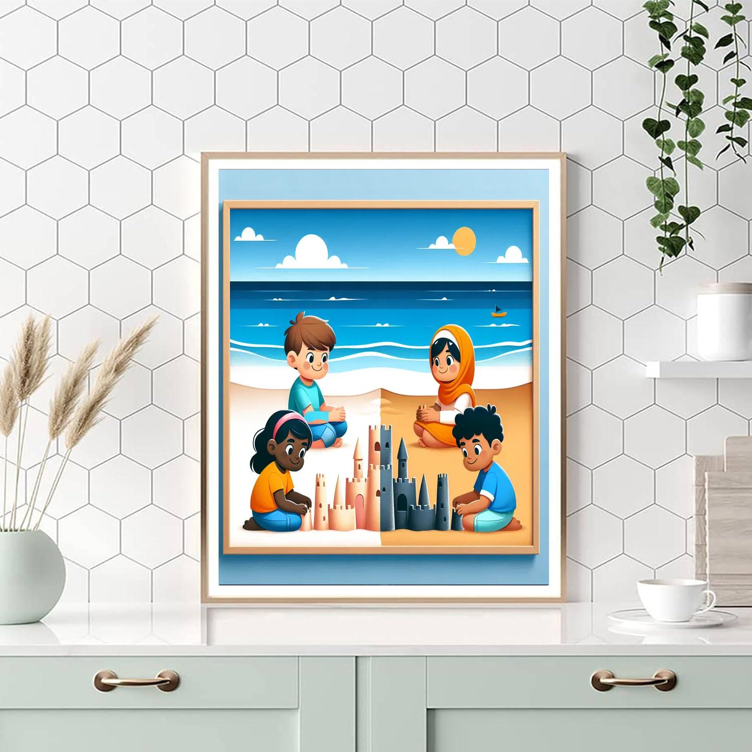 Seaside Sandcastle Spectacle Paint By Numbers Art