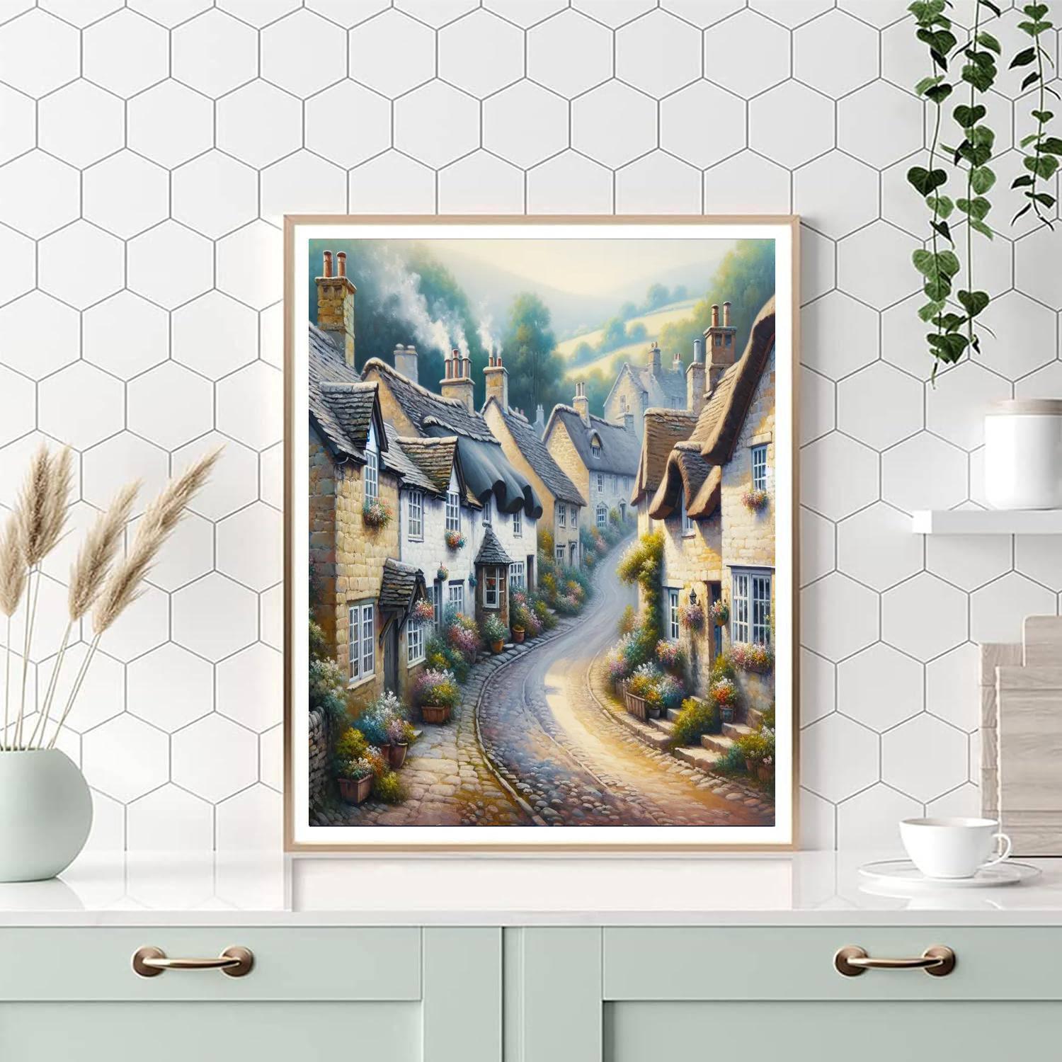 Charming Village Vista Paint By Numbers Art