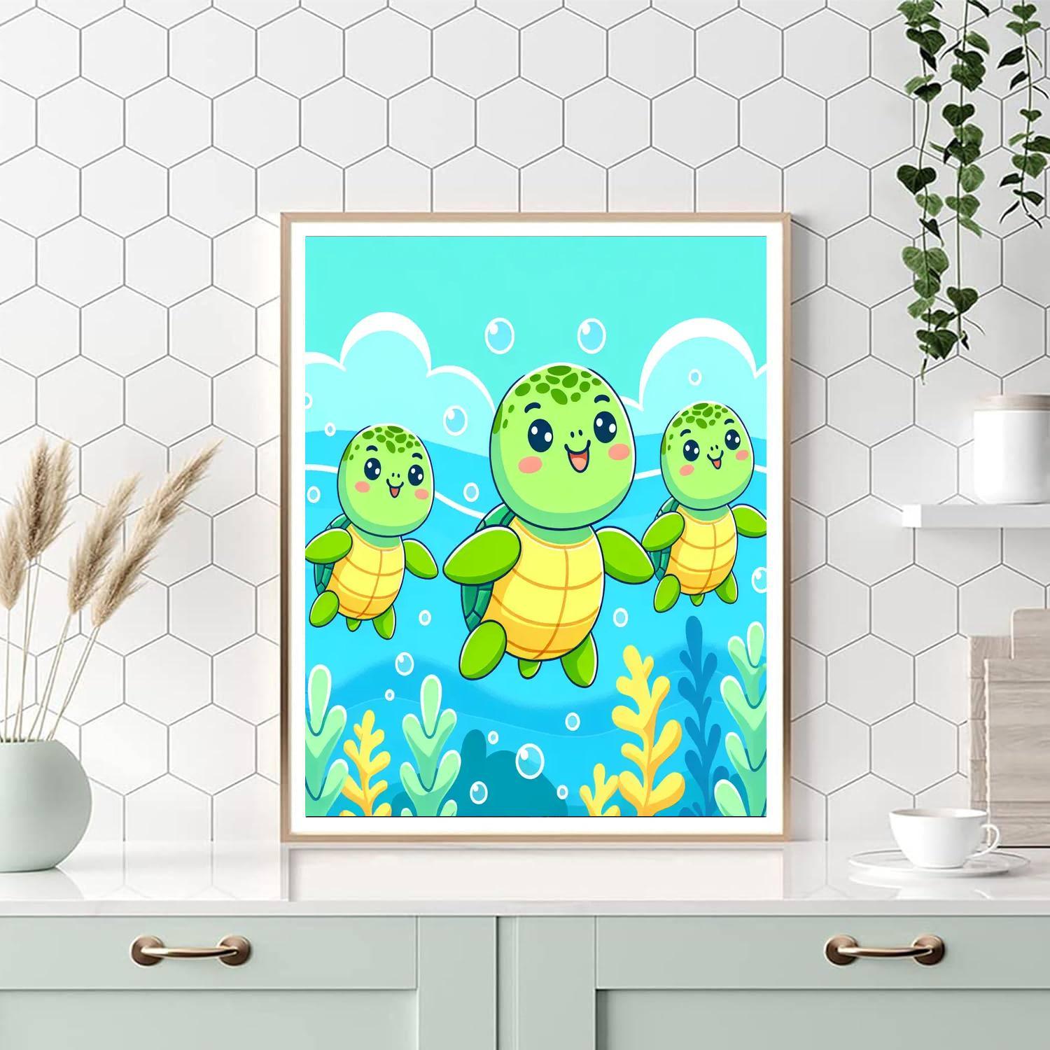 Adorable Turtles Painting By Numbers Kit