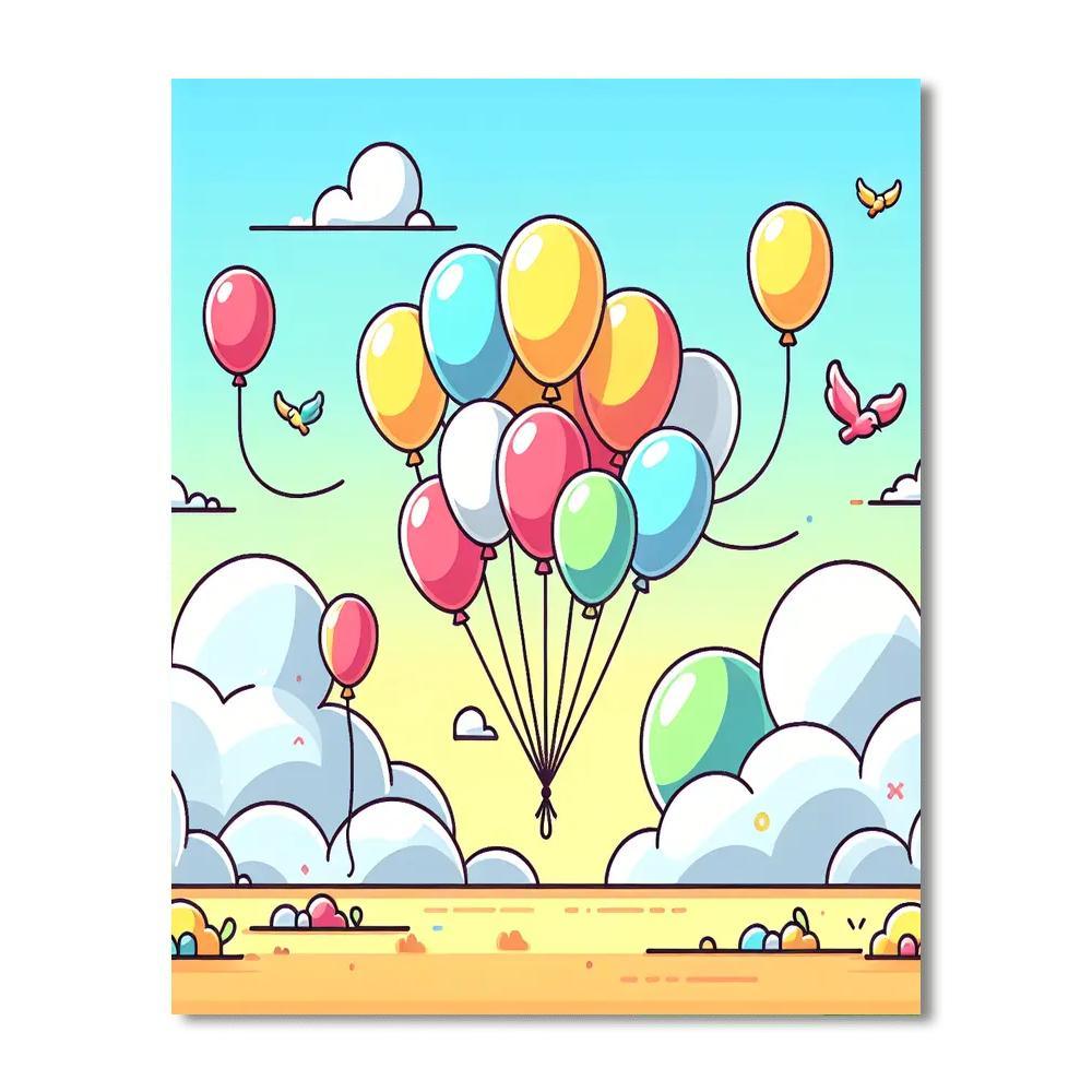 Colorful Balloons DIY Paint By Numbers