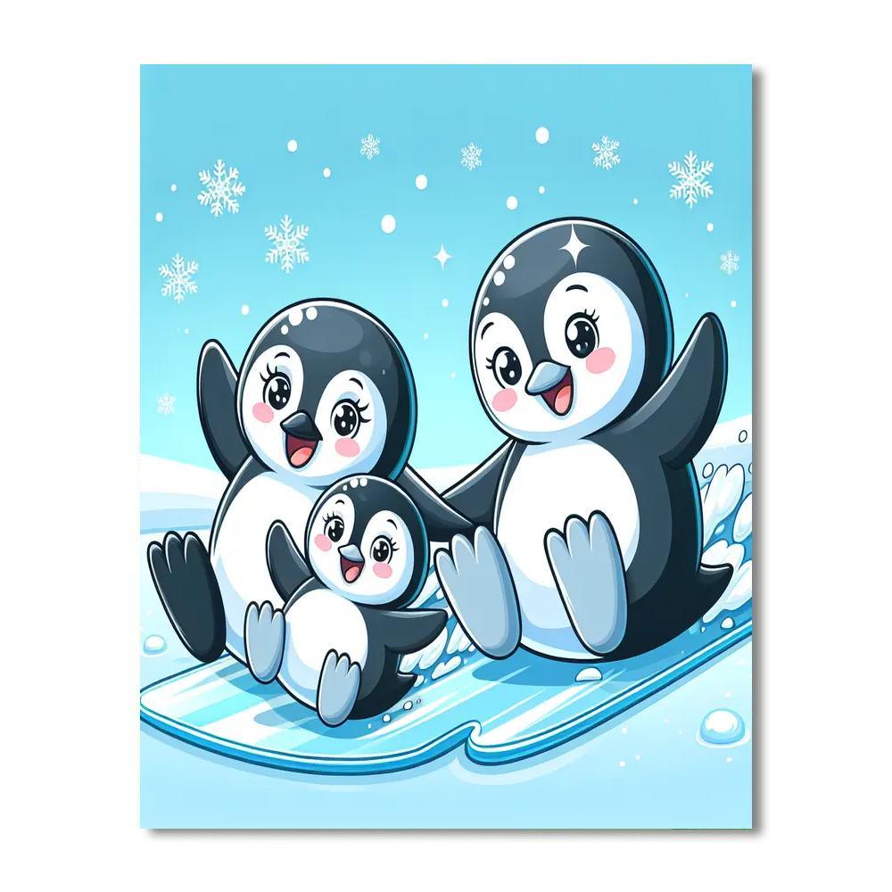 Playful Penguin Family Paint By Number