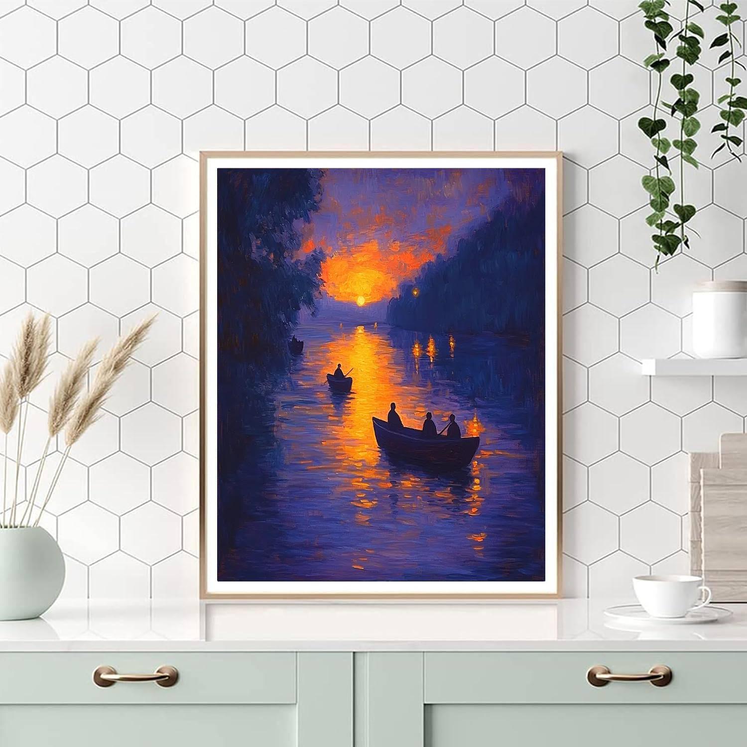 Georges Seurat Inspired Spectrum Of Twilight  Number Painting