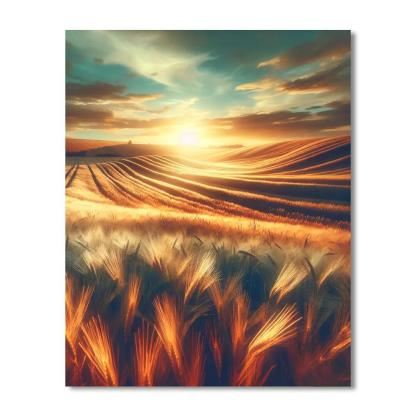 Golden Wheat Field Glory Number Painting