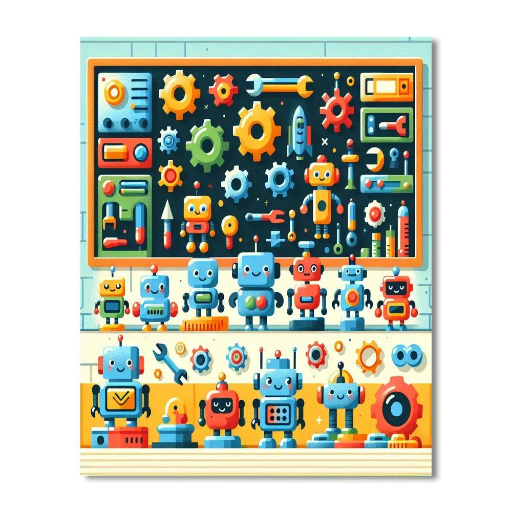 Robot's Inventive Workshop Paint By Numbers Art