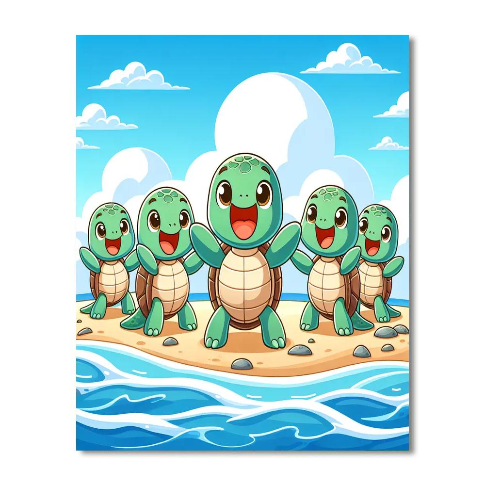 Giggly Turtles Number Painting