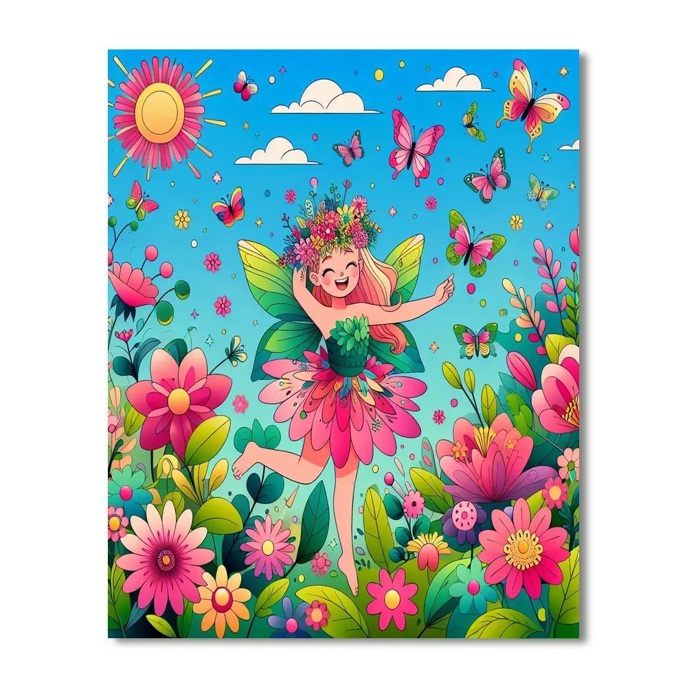 Happy Flower Fairy DIY Paint By Numbers