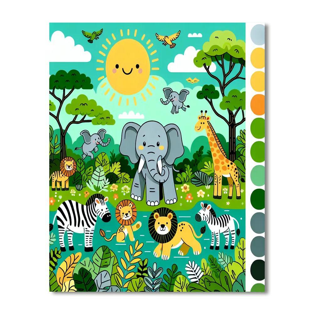 Joyful Safari Scene Paint By Numbers Kits