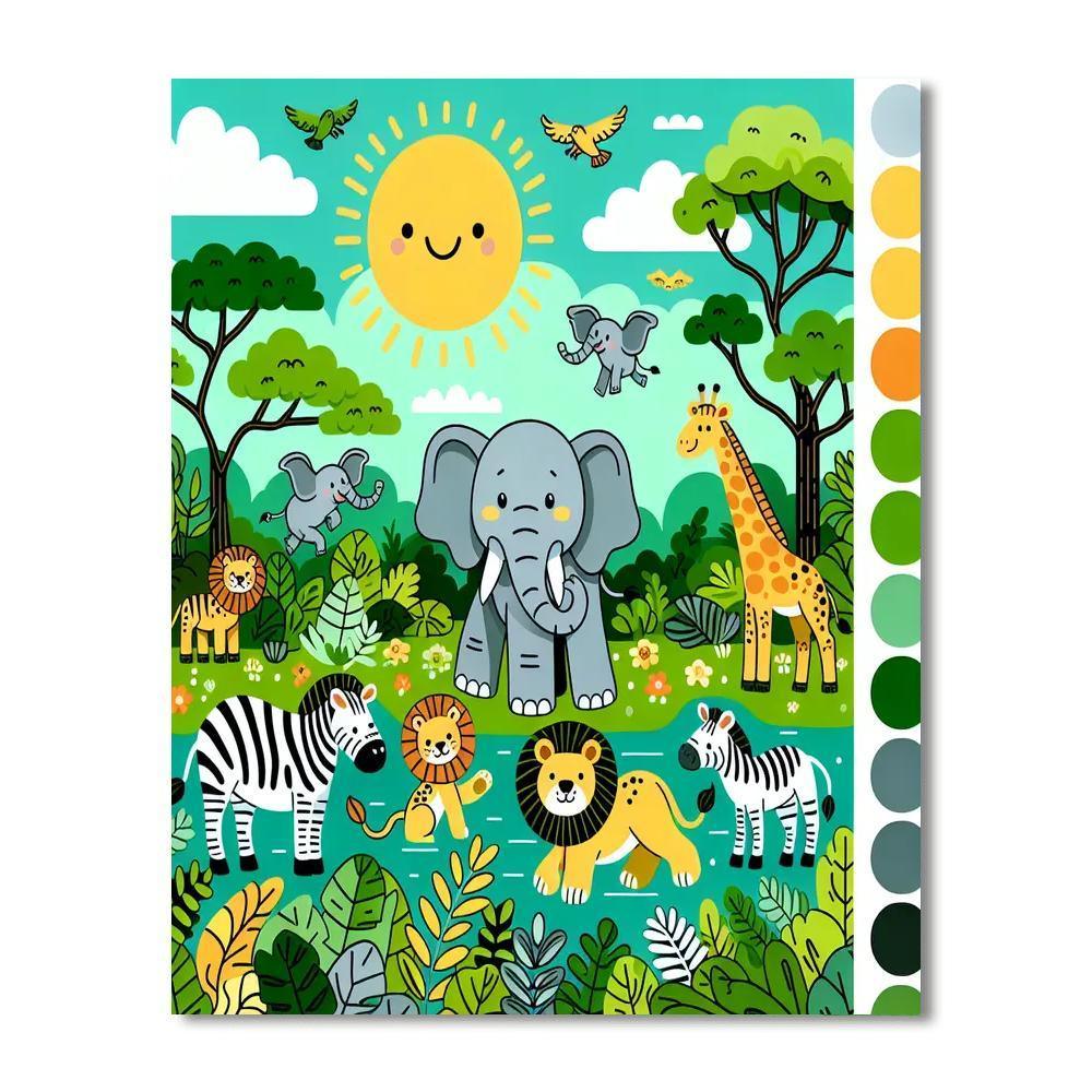 Joyful Safari Scene Paint By Numbers Kits