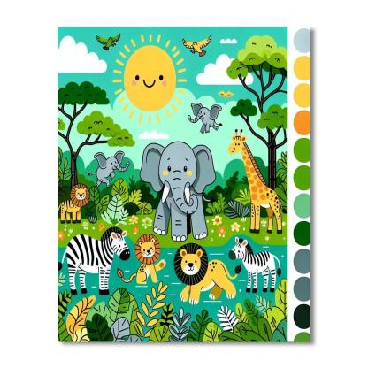 Joyful Safari Scene Paint By Numbers Kits