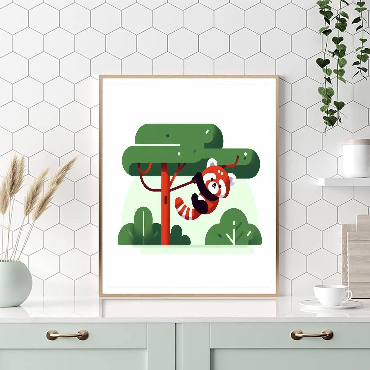 Radiant Red Panda Romp Number Painting