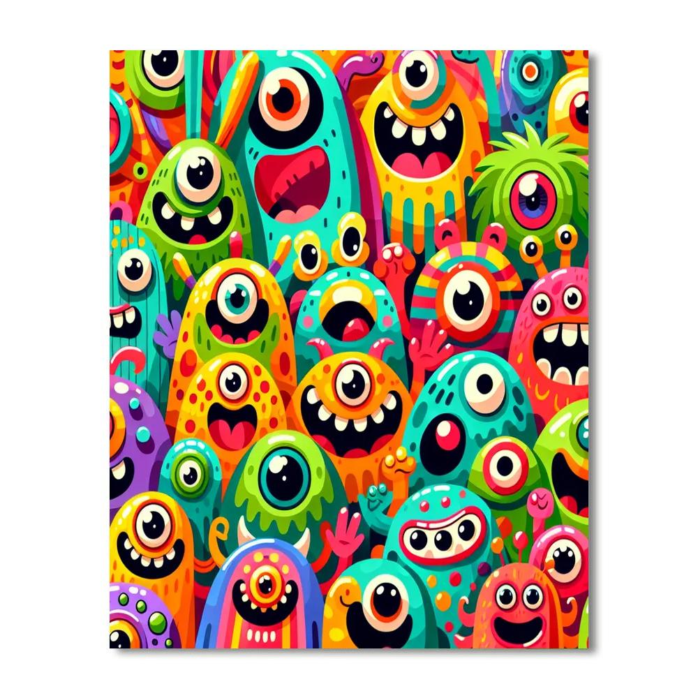 Cheerful Monsters Paint By Numbers Art