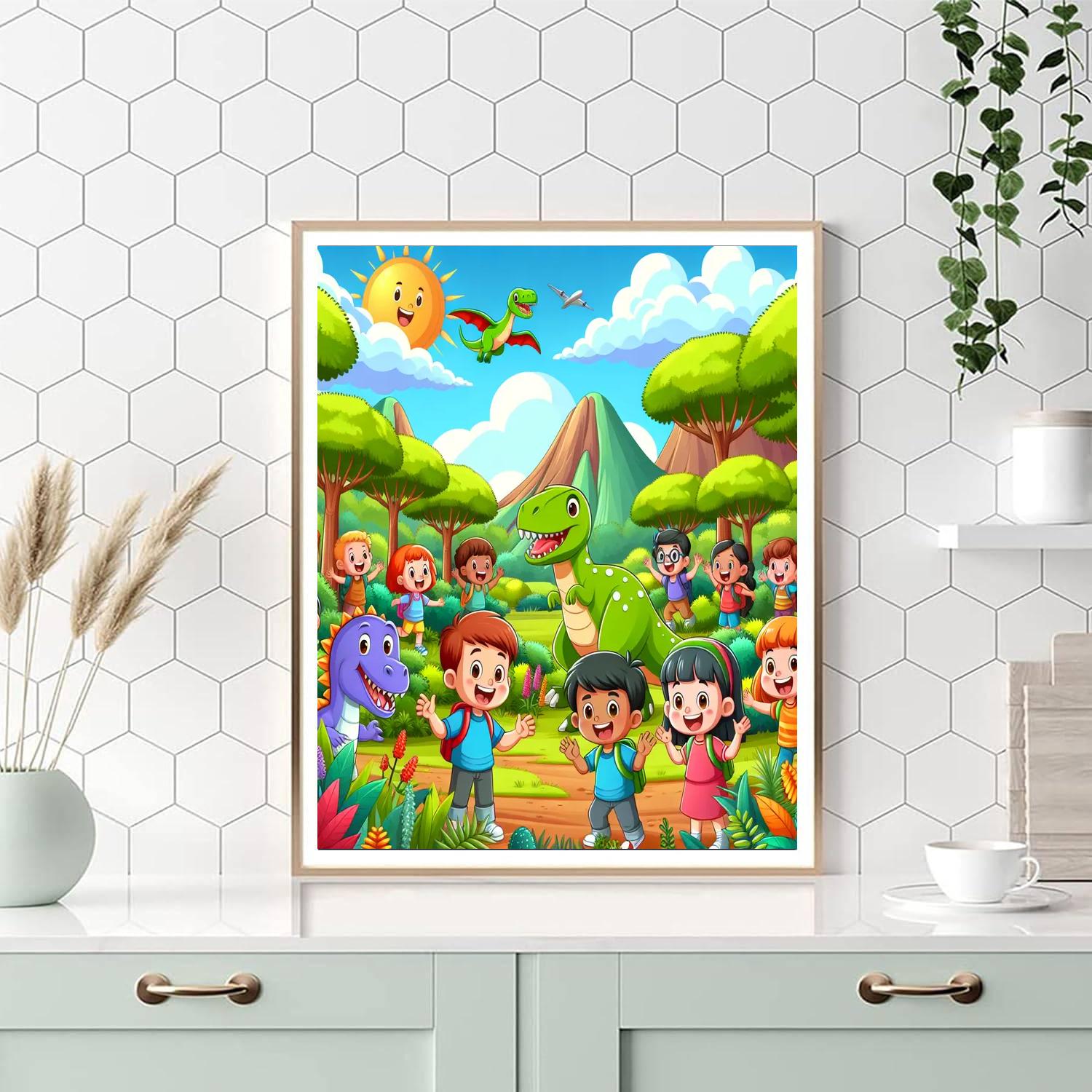 Dinosaur Expedition Day Painting Number Kit