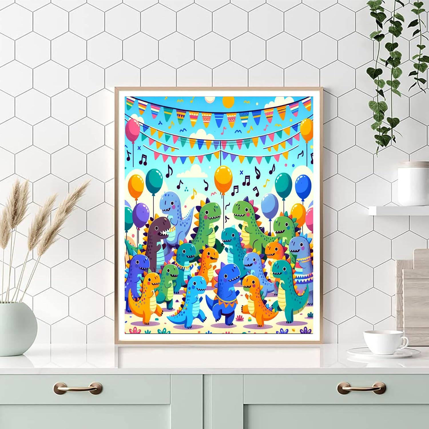 Silly Dinosaur Dance Party Number Painting