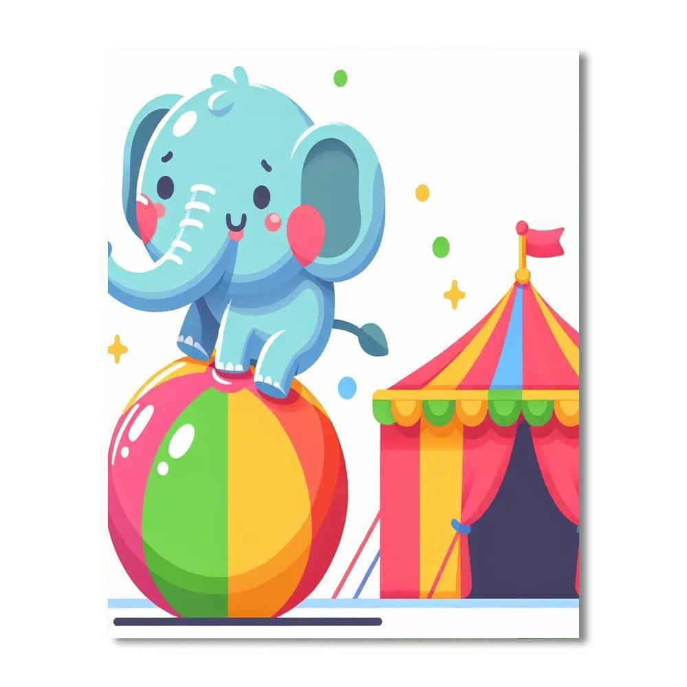 Lively Circus Elephant Numbered Painting Kits