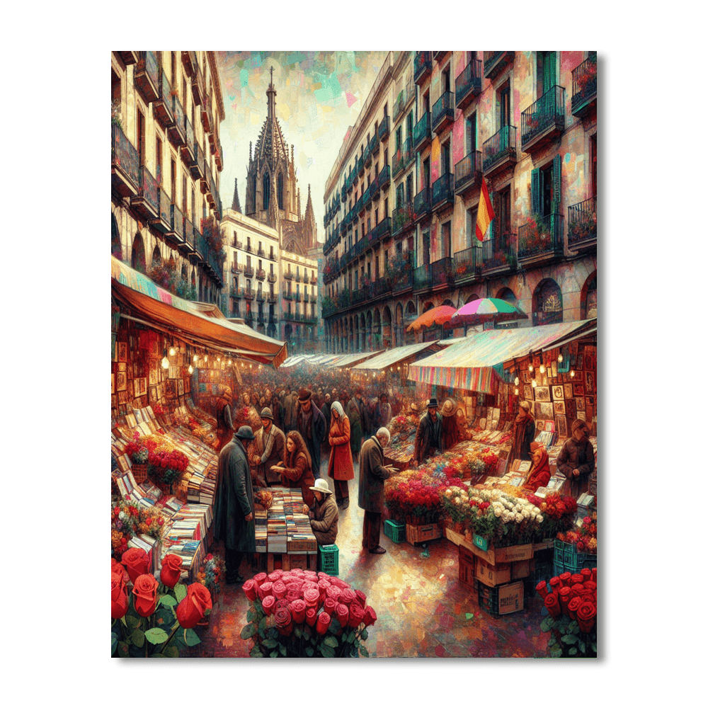 Dia De Sant Jordi - Barcelona, Spain Painting By Numbers Kit