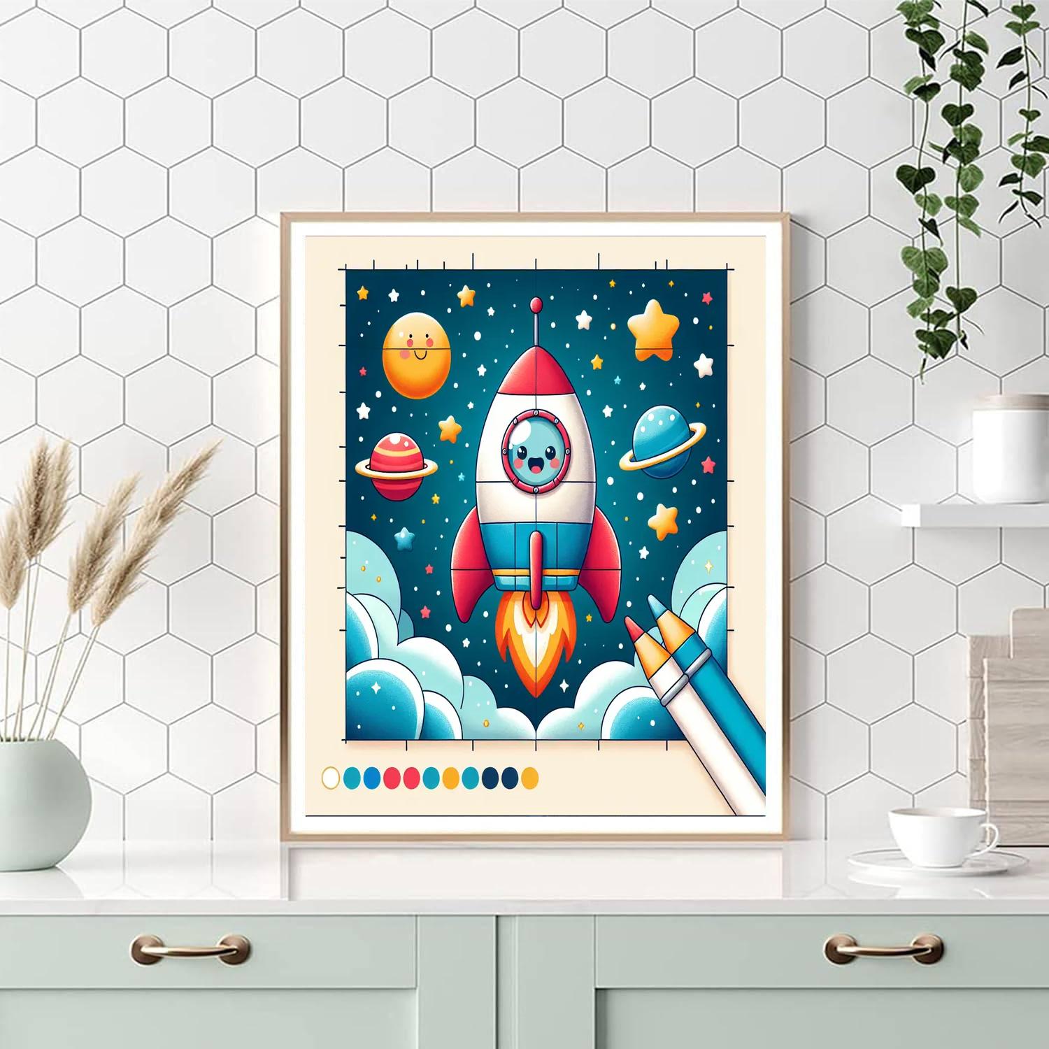 Adventure Space Rocket Number Painting