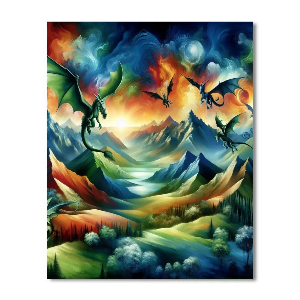 Mysterious Dragon Realm Numbered Painting Kits
