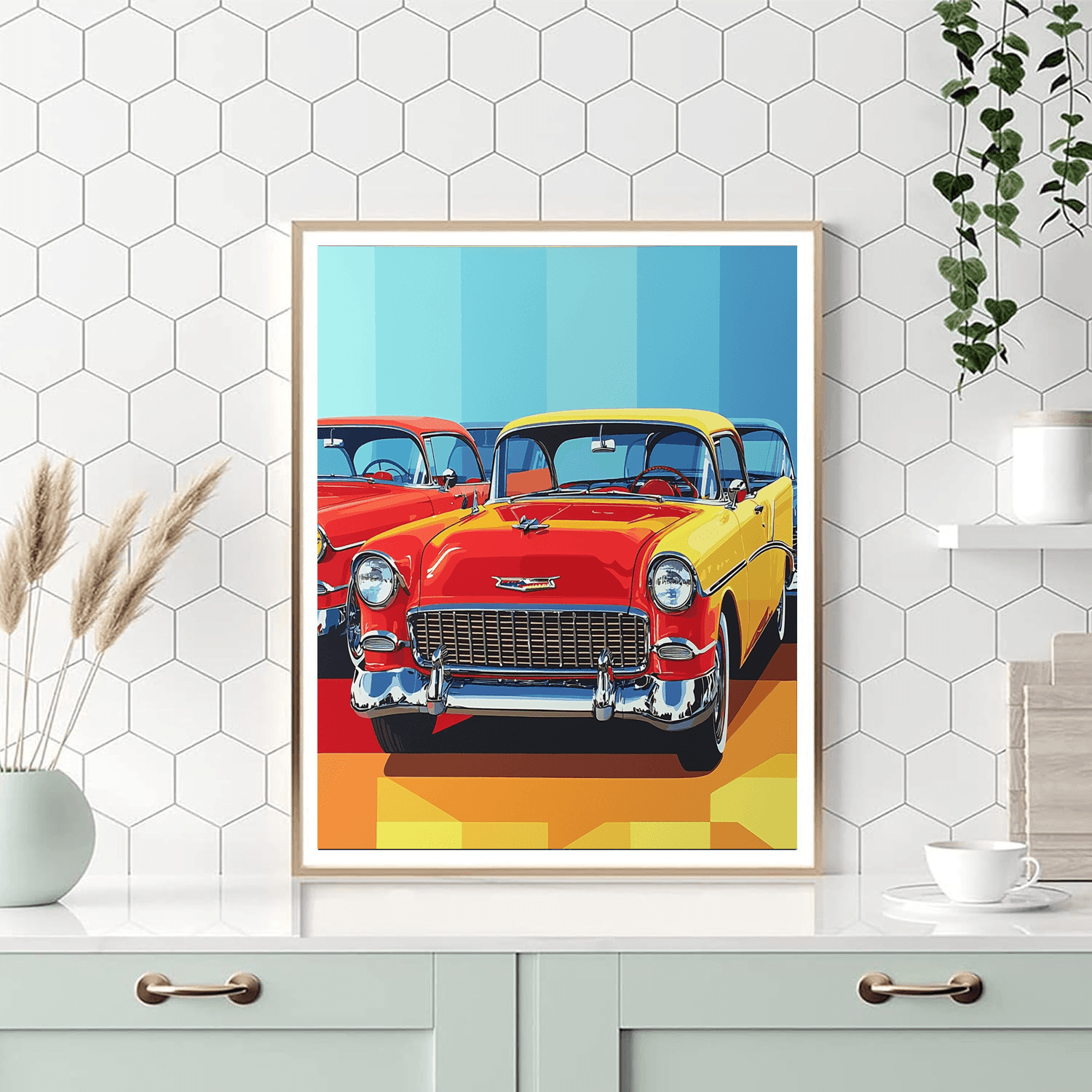 Warhol Inspired Vintage Cars  Number Painting